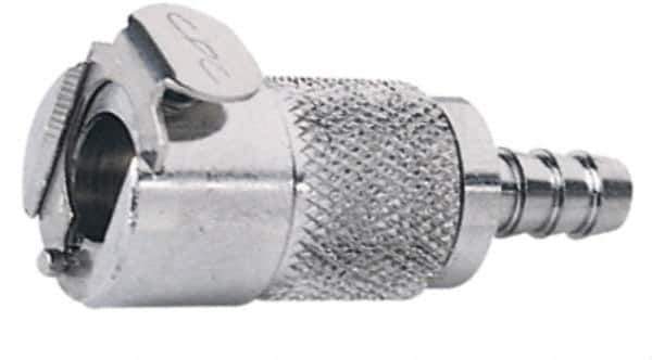 CPC Colder Products - 5/16" Inside Tube Diam, Brass, Quick Disconnect, Hose Barb Inline Coupling Body - 250 Max psi, -40 to 180°F, 1.87" OAL x 0.75" Overall Height, Chrome Plated - Eagle Tool & Supply