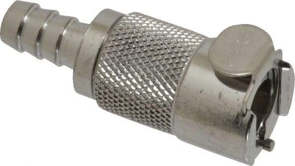 CPC Colder Products - 5/16" Inside Tube Diam, Brass, Quick Disconnect, Hose Barb Valved Inline Coupling Body - -40 to 180°F, 2" OAL x 0.89" Overall Height, Chrome Plated - Eagle Tool & Supply