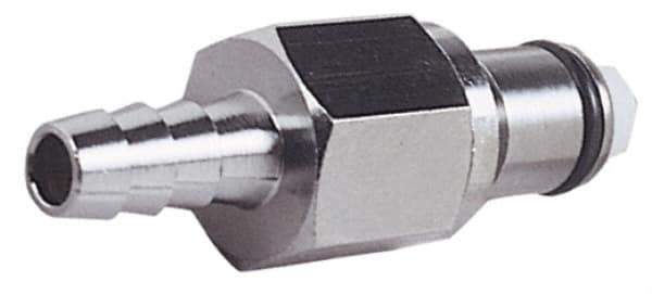 CPC Colder Products - 3/8" Inside Tube Diam, Brass, Quick Disconnect, Hose Barb Valved Inline Coupling Insert - 250 Max psi, -40 to 180°F, 1.87" OAL x 0.65" Overall Height, Chrome Plated - Eagle Tool & Supply