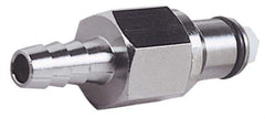 CPC Colder Products - 3/8" Inside Tube Diam, Brass, Quick Disconnect, Hose Barb Valved Inline Coupling Insert - 250 Max psi, -40 to 180°F, 1.87" OAL x 0.65" Overall Height, Chrome Plated - Eagle Tool & Supply