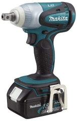 Makita - 1/2" Drive 18 Volt Pistol Grip Cordless Impact Wrench & Ratchet - 2,100 RPM, 170 Ft/Lb Torque, 2 Lithium-Ion Batteries Included - Eagle Tool & Supply