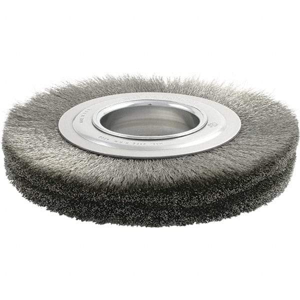Brush Research Mfg. - 7" OD, 2" Arbor Hole, Crimped Stainless Steel Wheel Brush - 7/8" Face Width, 1-5/8" Trim Length, 4,500 RPM - Eagle Tool & Supply