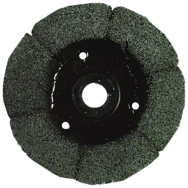 Osborn - 9" 120 Grit Silicon Carbide Crimped Disc Brush - Fine Grade, Plain Hole Connector, 1-1/2" Trim Length, 3/4" Shank Diam, 7/8" Arbor Hole - Eagle Tool & Supply