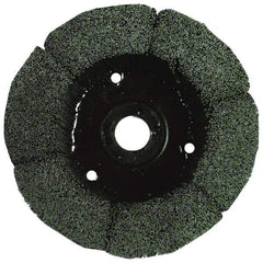 Osborn - 8" 120 Grit Silicon Carbide Crimped Disc Brush - Fine Grade, Plain Hole Connector, 1-1/2" Trim Length, 3/4" Shank Diam, 7/8" Arbor Hole - Eagle Tool & Supply