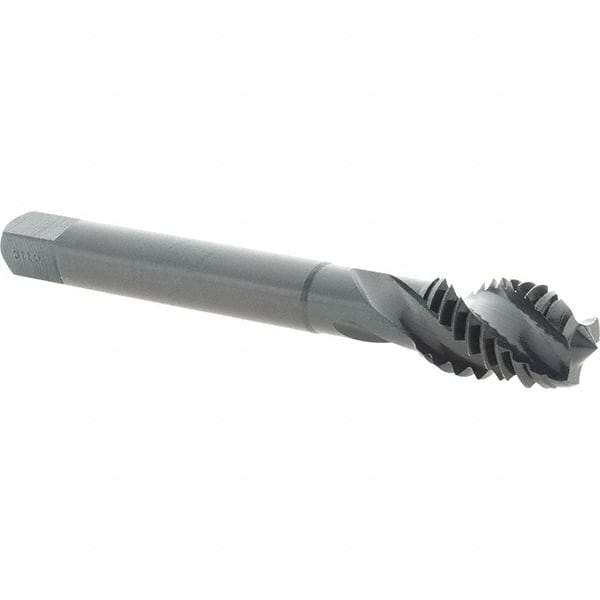 Emuge - 7/16-14 UNC 3 Flute 2B Modified Bottoming Spiral Flute Tap - Cobalt, Oxide Finish, 3-5/32" OAL, Right Hand Flute, Right Hand Thread, Series Enorm - Eagle Tool & Supply