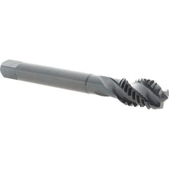 Emuge - 7/16-14 UNC 3 Flute 2B Modified Bottoming Spiral Flute Tap - Cobalt, Oxide Finish, 3-5/32" OAL, Right Hand Flute, Right Hand Thread, Series Enorm - Eagle Tool & Supply