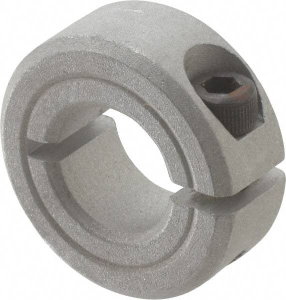 Made in USA - 7/16" Bore, Aluminum, One Piece Clamp Collar - 15/16" Outside Diam, 3/8" Wide - Eagle Tool & Supply