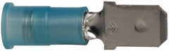 3M - 16 to 14 AWG, Nylon, Partially Insulated, Male Wire Disconnect - 1/4 Inch Wide Tab, Blue, RoHS 2011/65/EU Compliant - Eagle Tool & Supply