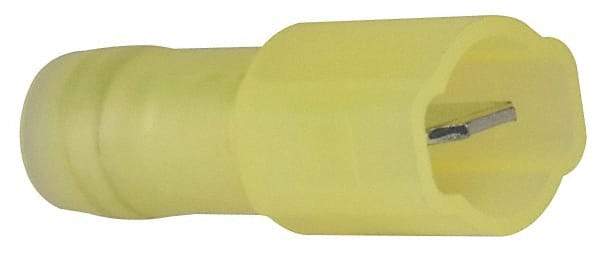 3M - 12 to 10 AWG, Nylon, Fully Insulated, Male Wire Disconnect - 1/4 Inch Wide Tab, Yellow, RoHS 2011/65/EU Compliant - Eagle Tool & Supply