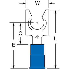 3M - 1/4" Stud, 16 to 14 AWG Compatible, Partially Insulated, Crimp Connection, Locking Fork Terminal - Eagle Tool & Supply