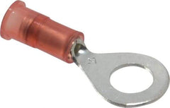 3M - 22-18 AWG Partially Insulated Crimp Connection Circular Ring Terminal - 1/4" Stud, Copper Contact - Eagle Tool & Supply