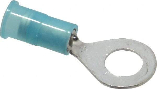 3M - 16-14 AWG Partially Insulated Crimp Connection Circular Ring Terminal - 1/4" Stud, Copper Contact - Eagle Tool & Supply