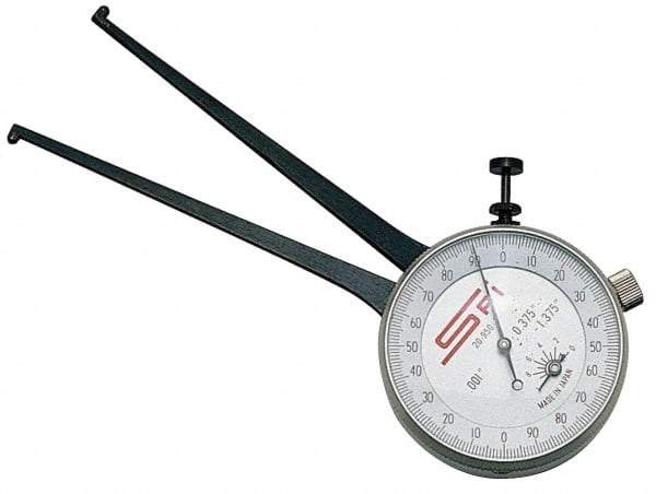 SPI - 3-1/4 to 4-1/4" Inside Dial Caliper Gage - 0.001" Graduation, 0.038mm Accuracy, 3-1/4" Leg Length, Ball Contact Points - Eagle Tool & Supply
