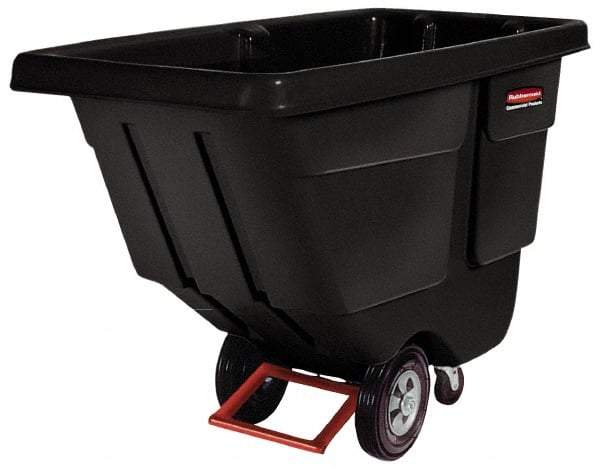 Rubbermaid - 850 Lb Load Capacity, 1 Cu Yd, Polyethylene Tilt Truck - 33-1/2" Wide x 72-1/4" Long x 43-3/4" High, Black - Eagle Tool & Supply