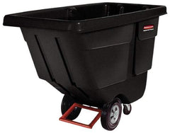 Rubbermaid - 850 Lb Load Capacity, 1 Cu Yd, Polyethylene Tilt Truck - 33-1/2" Wide x 72-1/4" Long x 43-3/4" High, Black - Eagle Tool & Supply