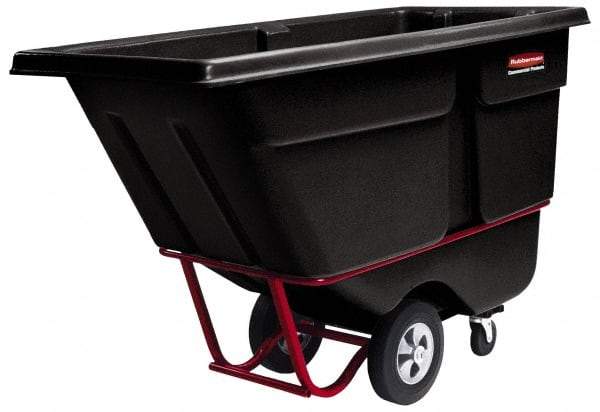 Rubbermaid - 2,100 Lb Load Capacity, 1 Cu Yd, Polyethylene Tilt Truck - 33-1/2" Wide x 72-1/4" Long x 43-3/4" High, Black - Eagle Tool & Supply