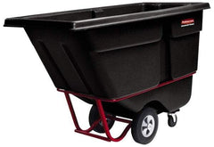Rubbermaid - 2,100 Lb Load Capacity, 1 Cu Yd, Polyethylene Tilt Truck - 33-1/2" Wide x 72-1/4" Long x 43-3/4" High, Black - Eagle Tool & Supply