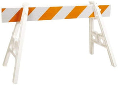 PRO-SAFE - 24 Inch Wide x 40 Inch High, Reflective, Plastic A Frame Barricade without Rail - 7 Lbs., White and Orange - Eagle Tool & Supply