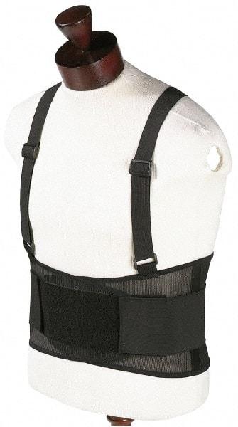 OccuNomix - Size L, Hook & Loop, Polypropylene Mesh Belt with Adjustable Shoulder Straps - 38 to 42" Waist, 8-1/4" Wide, Lumbar Support, Black - Eagle Tool & Supply