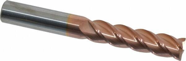 Accupro - 1/2", 4 Flute, Single End, Solid Carbide, 0.02" Corner Radius End Mill - 4" OAL, 40° Helix, Right Hand Flute, 2" LOC, Right Hand Cut - Eagle Tool & Supply