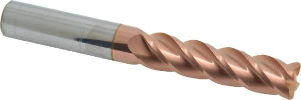 Accupro - 1/2", 4 Flute, Single End, Solid Carbide, 0.06" Corner Radius End Mill - 4" OAL, 40° Helix, Right Hand Flute, 2" LOC, Right Hand Cut - Eagle Tool & Supply