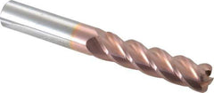 Accupro - 1/2", 4 Flute, Single End, Solid Carbide, 0.09" Corner Radius End Mill - 4" OAL, 40° Helix, Right Hand Flute, 2" LOC, Right Hand Cut - Eagle Tool & Supply