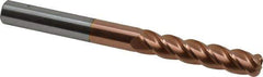 Accupro - 3/8", 4 Flute, Single End, Solid Carbide, 1/8" Corner Radius End Mill - 4" OAL, 40° Helix, Right Hand Flute, 1-3/4" LOC, Right Hand Cut - Eagle Tool & Supply