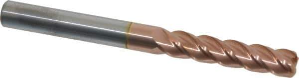 Accupro - 3/8", 4 Flute, Single End, Solid Carbide, 0.06" Corner Radius End Mill - 4" OAL, 40° Helix, Right Hand Flute, 1-3/4" LOC, Right Hand Cut - Eagle Tool & Supply