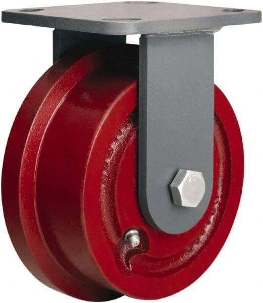 Hamilton - 4-15/16" Diam x 1-7/16" Wide x 6-1/8" OAH Top Plate Mount Rigid Caster - Iron, 1,000 Lb Capacity, Tapered Roller Bearing, 4 x 4-1/2" Plate - Eagle Tool & Supply