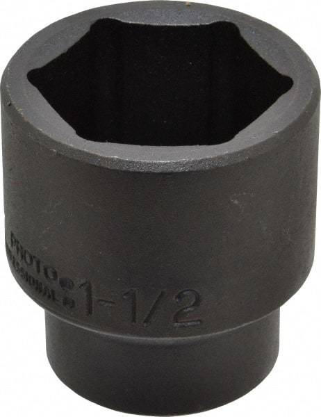 Proto - 1/2" Drive 1-1/2" Standard Impact Socket - 6 Points, 2-15/64" OAL - Eagle Tool & Supply