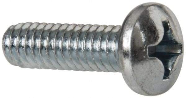 Value Collection - #12-24 UNC, 3/4" Length Under Head Phillips Drive Machine Screw - Pan Head, Grade 2 Steel, Zinc-Plated Finish, Without Washer - Eagle Tool & Supply
