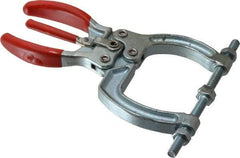 De-Sta-Co - 2224.11 N Load Capacity, 1.83" Throat Depth, 5.52" OAL, Carbon Steel, C Style Plier Clamp - 3.38" Max Jaw Capacity, M6x1 Spindle, 3.38" Open Throat Height, Red Handle, Spindle End - Eagle Tool & Supply