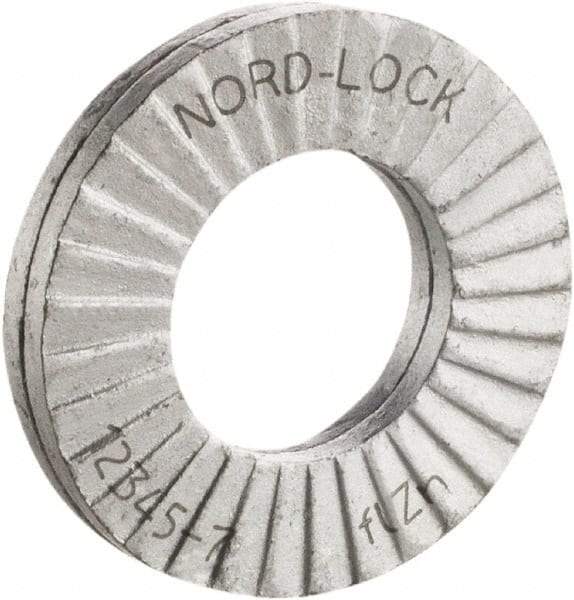 Nord-Lock - #8, 0.354" OD, Zinc Flake, Steel Wedge Lock Washer - Grade 2, 0.166 to 0.174" ID - Eagle Tool & Supply