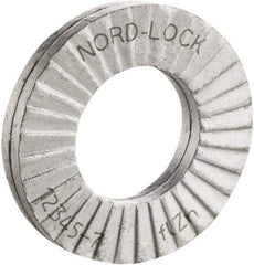 Nord-Lock - #8, 0.354" OD, Zinc Flake, Steel Wedge Lock Washer - Grade 2, 0.166 to 0.174" ID - Eagle Tool & Supply