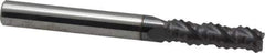 Accupro - 1/4" Diam, Coarse Pitch, 3/4" LOC, 3 Flute Solid Carbide Roughing Square End Mill - AlTiN Finish, 2-1/2" OAL, 1/4" Shank Diam, Single End, Centercutting, 30° Helix - Eagle Tool & Supply