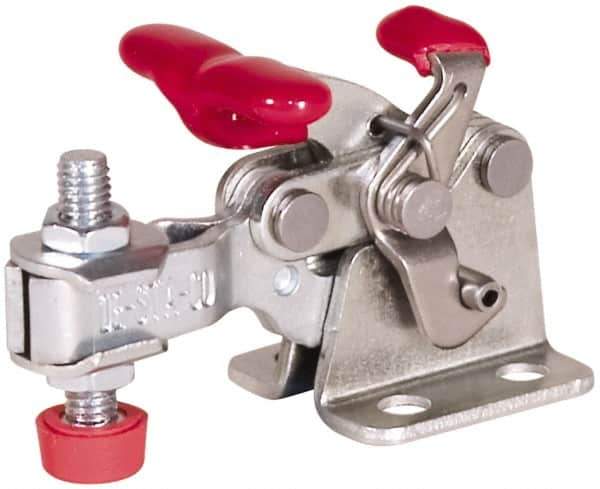 De-Sta-Co - 150 Lb Holding Capacity, Horizontal Handle, Manual Hold Down Toggle Clamp - 170° Handle Movement, 90° Bar Opening, U-Bar, Flanged Base, Electro-Plated Zinc, Carbon Steel - Eagle Tool & Supply
