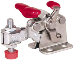De-Sta-Co - 150 Lb Holding Capacity, Horizontal Handle, Manual Hold Down Toggle Clamp - 170° Handle Movement, 90° Bar Opening, U-Bar, Flanged Base, Electro-Plated Zinc, Carbon Steel - Eagle Tool & Supply