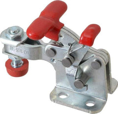 De-Sta-Co - 350 Lb Holding Capacity, Horizontal Handle, Manual Hold Down Toggle Clamp - 173° Handle Movement, 92° Bar Opening, U-Bar, Flanged Base, Electro-Plated Zinc, Carbon Steel - Eagle Tool & Supply