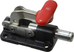 De-Sta-Co - 560 Lb Load Capacity, Flanged Base, Carbon Steel, Standard Straight Line Action Clamp - 4 Mounting Holes, 0.22" Mounting Hole Diam, 0.39" Plunger Diam, T-Handle Handle - Eagle Tool & Supply