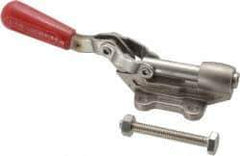 De-Sta-Co - 840 Lb Load Capacity, Flanged Base, Stainless Steel, Standard Straight Line Action Clamp - 4 Mounting Holes, 0.27" Mounting Hole Diam, 0.44" Plunger Diam, Straight Handle - Eagle Tool & Supply