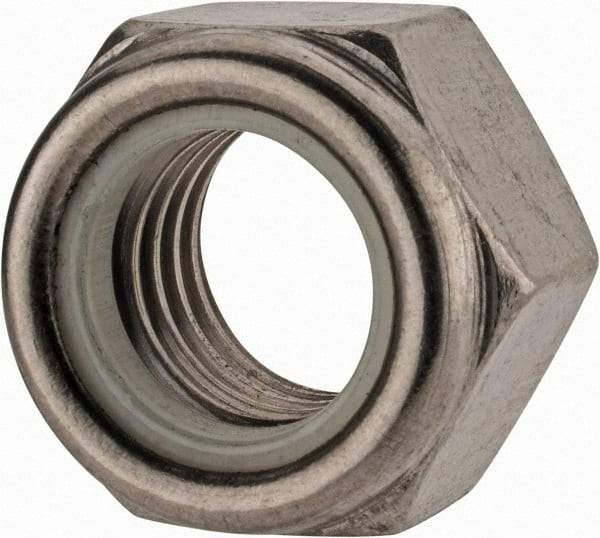 Value Collection - M18x2.50 Metric Coarse 18-8 & Austenitic Grade A2 Hex Lock Nut with Nylon Insert - 18.5mm High, Uncoated - Eagle Tool & Supply