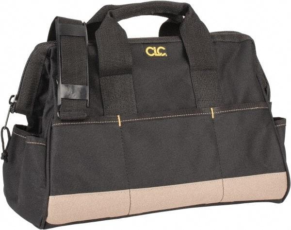 CLC - 22 Pocket Black & Khaki Polyester Tool Bag - 16" Wide x 8-1/2" Deep x 10" High - Eagle Tool & Supply