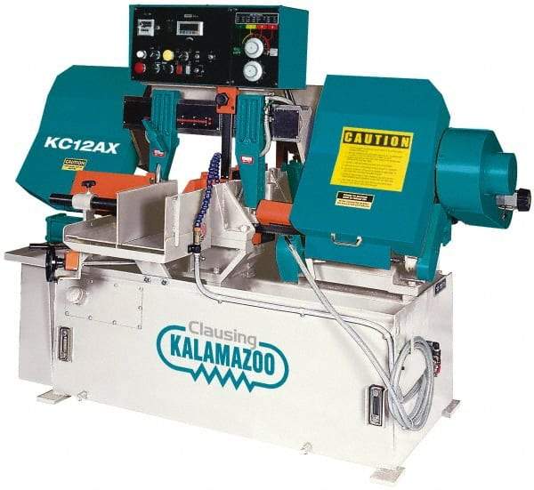 Clausing - 12-3/4 x 12-9/16" Max Capacity, Automatic Variable Speed Pulley Horizontal Bandsaw - 95 to 395 SFPM Blade Speed, 230/460 Volts, 5 hp, 3 Phase - Eagle Tool & Supply