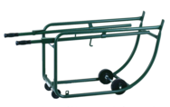 Drum Cradles - 1" O.D. x 14 Gauge Steel Tubing - Bung Drain is 21" off the floor in horizontal position - 5" Rubber wheels - 3" Rubber casters - Eagle Tool & Supply