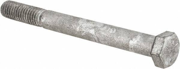 Value Collection - 3/8-16 UNC, 3-3/4" Length Under Head Hex Head Cap Screw - Partially Threaded, Grade 5 Steel, Hot Dipped Galvanized Finish, 9/16" Hex - Eagle Tool & Supply