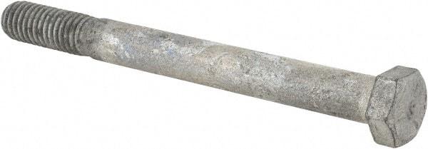Value Collection - 3/8-16 UNC, 4" Length Under Head Hex Head Cap Screw - Partially Threaded, Grade 5 Steel, Hot Dipped Galvanized Finish, 9/16" Hex - Eagle Tool & Supply