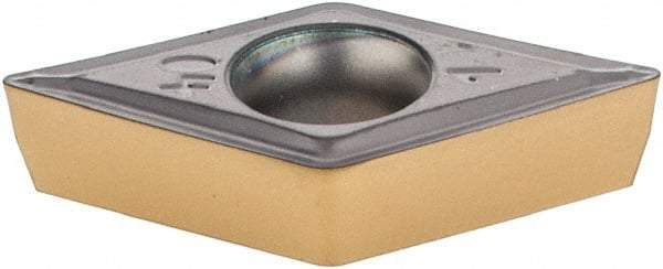 Iscar - DCMT3-1 SM Grade IC807 Carbide Turning Insert - TiAlN/TiN Finish, 55° Diamond, 3/8" Inscr Circle, 5/32" Thick, 1/64" Corner Radius - Eagle Tool & Supply