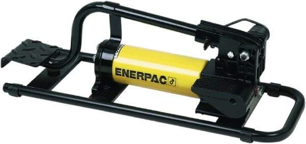 Enerpac - 2 Stage, 1" Piston Diam, 3/8 NPTF, 0.687 & 0.151 Cu In Per Stroke, Manual Hydraulic Pump - 38 Cu In Reservoir, 1" Piston Stroke, 200 psi First Stage, 10,000 psi Second Stage - Eagle Tool & Supply