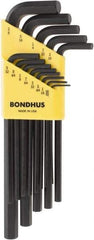 Bondhus - 13 Piece L-Key Hex Key Set - Hex Range 0.05 to 3/8" - Eagle Tool & Supply