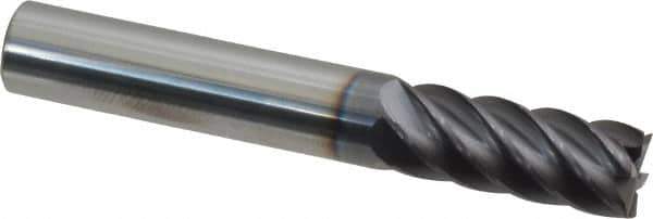Accupro - 3/8", 7/8" LOC, 3/8" Shank Diam, 2-1/2" OAL, 6 Flute, Solid Carbide Square End Mill - Single End, AlTiN Finish, Spiral Flute, 40° Helix, Centercutting, Right Hand Cut, Right Hand Flute - Eagle Tool & Supply